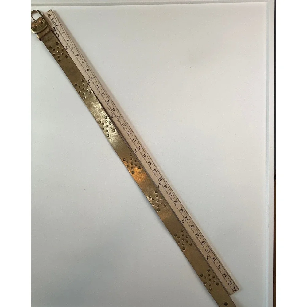 Free People Sola Stud Belt Gold Metallic Leather Women XL Boho